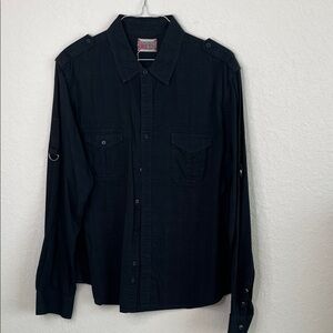 Vintage Black Casual Button-Down Shirt